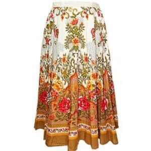 Coldwater Creek A-Line Skirt - Floral Red and Brown